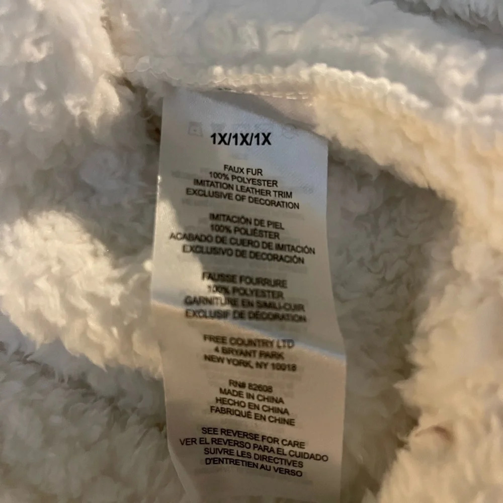 Free COUNTRY Butter Pile Faux Fur Trim Jacket (Plus Size), Cream, 1X, NWT - Picture 10 of 10